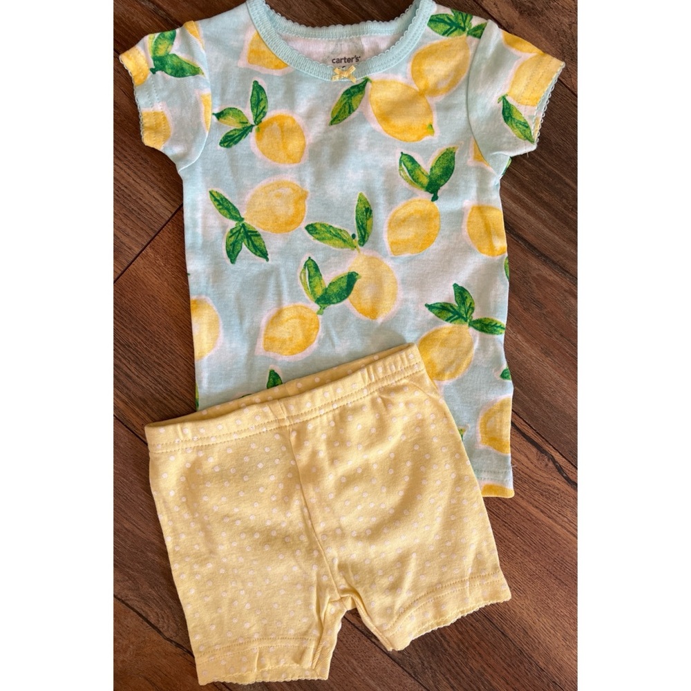 Carter’s Size 12 Months Yellow Lemon Polka Dot Short Pajama Set